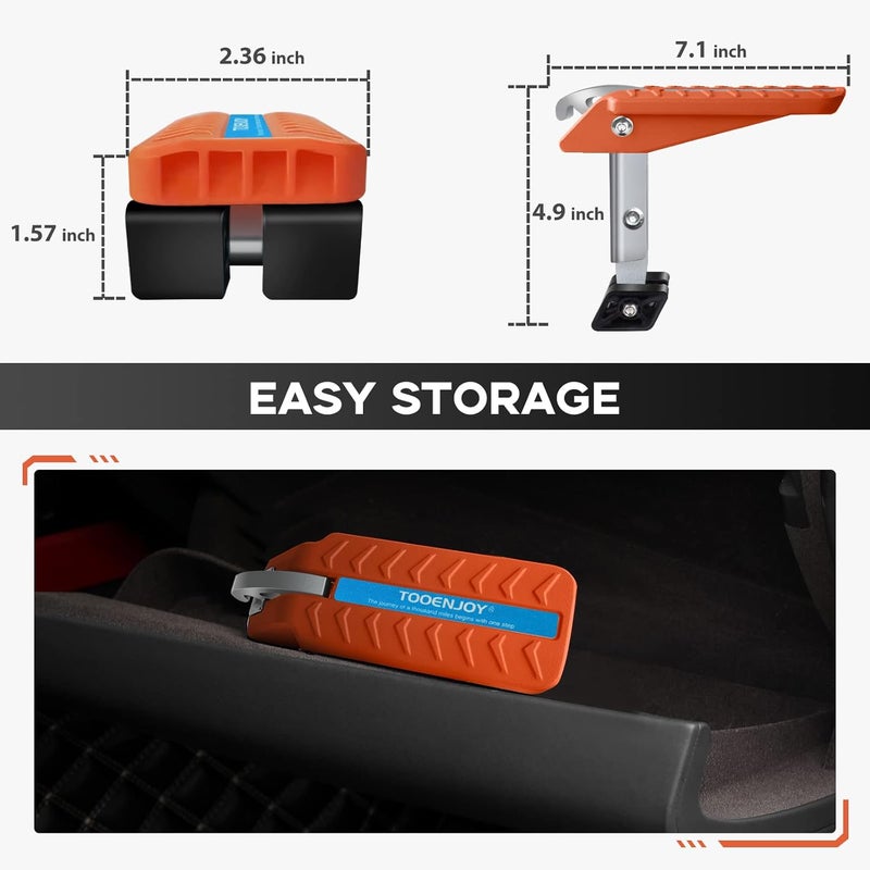 TOOENJOY 5 Angles Universal Car Door Step Door Latch Hook, Foldable Stand Pedal Step Up Easy Access Car Roof, Steel & Rubber Hold up to 400LBS - Image 4
